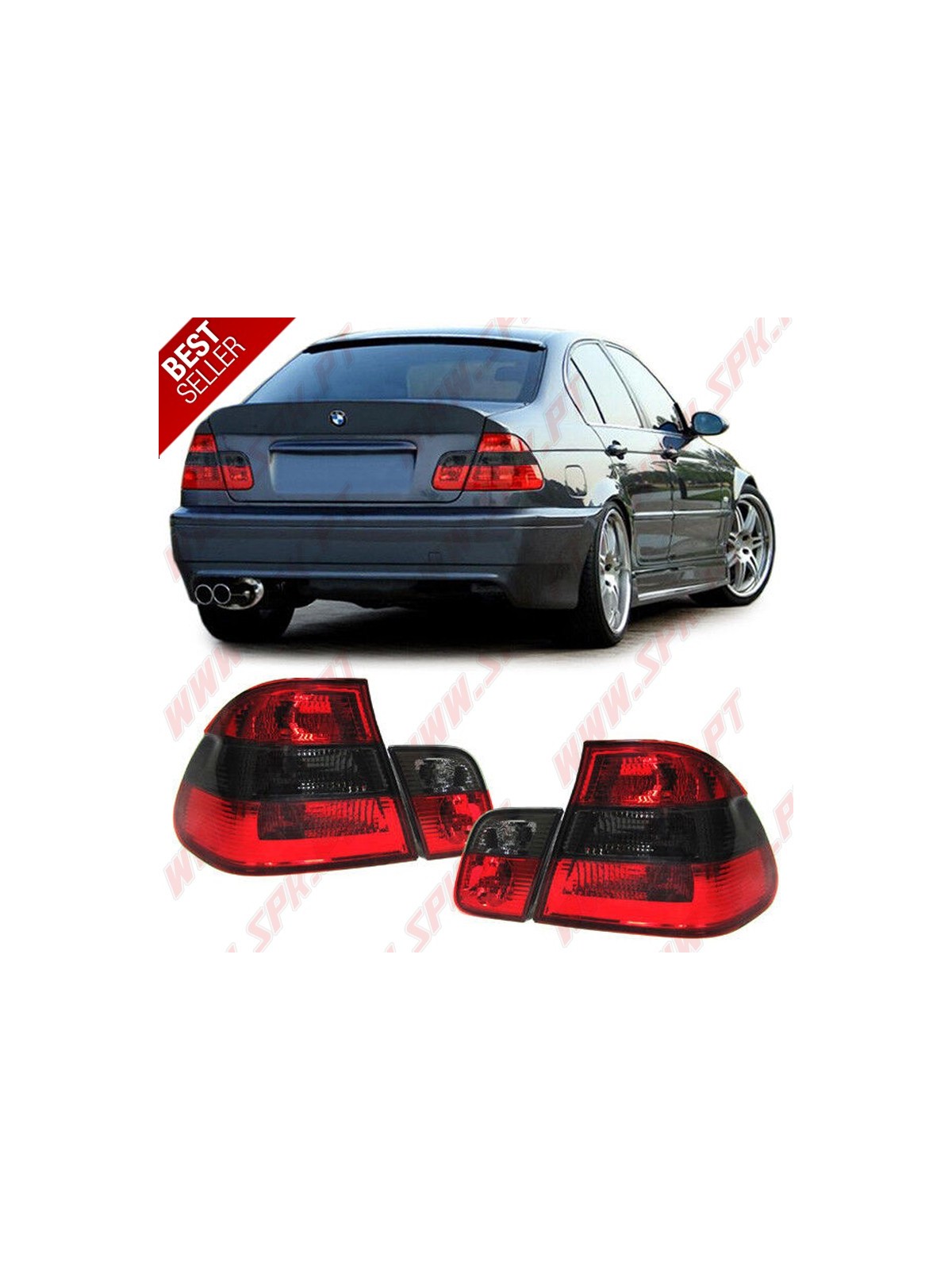 Farolins Look Cristal Red+Smoke - BMW E46 Sedan (1998-2001) Farolins Look Cristal Red+Smoke - BMW E46 Sedan (1998-2001)