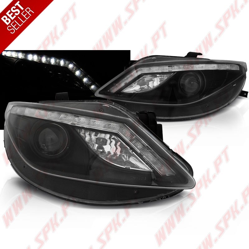 Faróis Look DRL LED Black - Seat Ibiza 6J (2008-2012) Faróis Look DRL LED Black - Seat Ibiza 6J (2008-2012)
