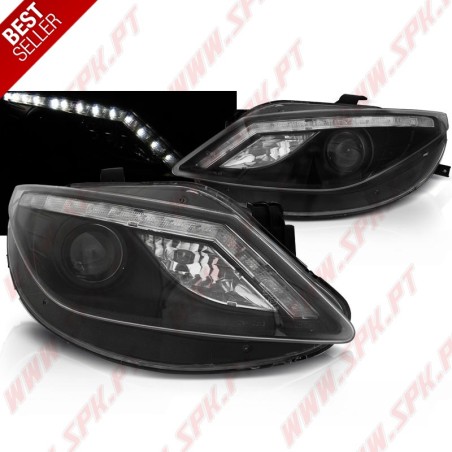 Faróis Look DRL LED Black - Seat Ibiza 6J (2008-2012)