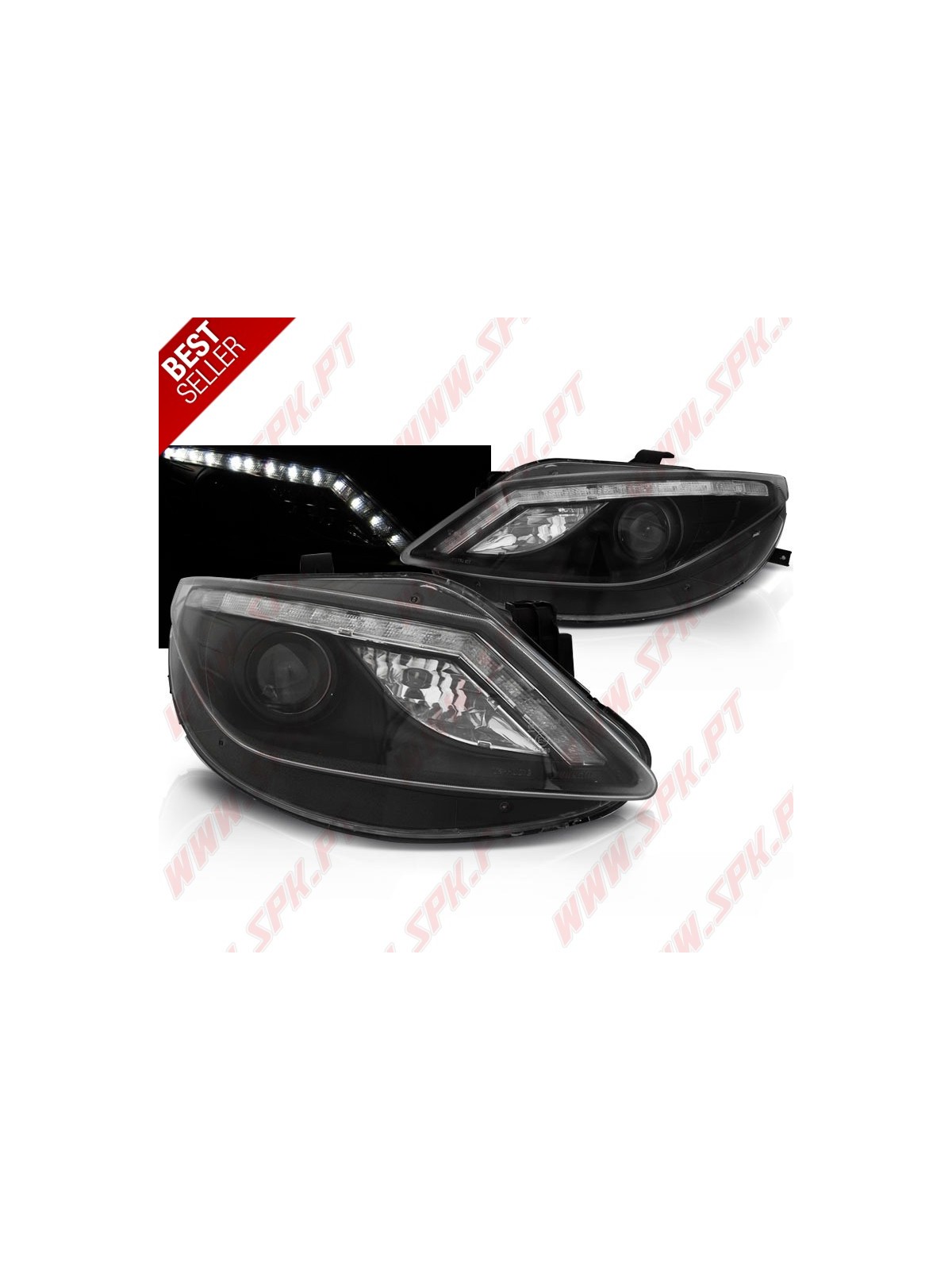 Faróis Look DRL LED Black - Seat Ibiza 6J (2008-2012) Faróis Look DRL LED Black - Seat Ibiza 6J (2008-2012)