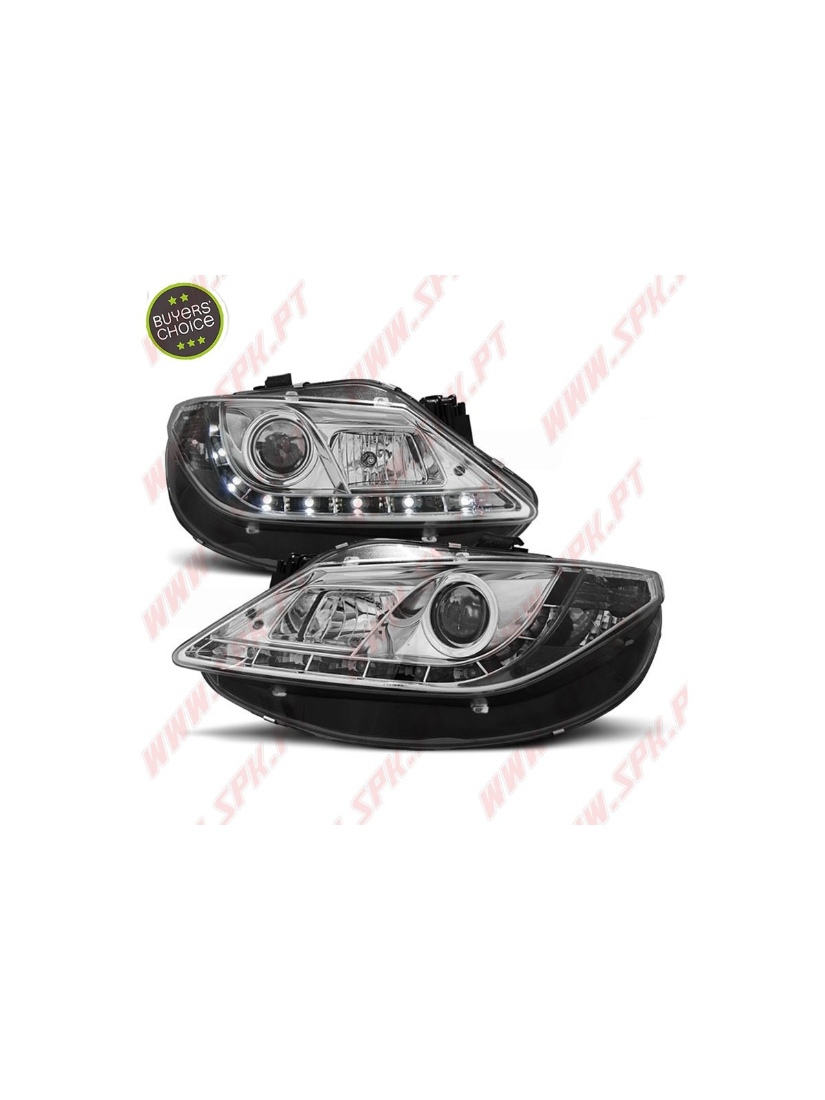 Faróis Look Daylight LED Chrome - Seat Ibiza 6J (2008-2012) Faróis Look Daylight LED Chrome - Seat Ibiza 6J (2008-2012)