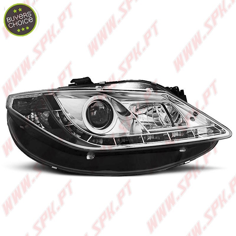 Faróis Look Daylight LED Chrome - Seat Ibiza 6J (2008-2012) Faróis Look Daylight LED Chrome - Seat Ibiza 6J (2008-2012)