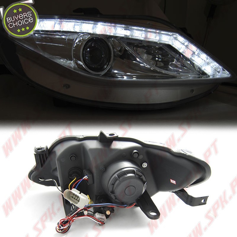 Faróis Look DRL LED Chrome - Seat Ibiza 6J (2008-2012) Faróis Look DRL LED Chrome - Seat Ibiza 6J (2008-2012)