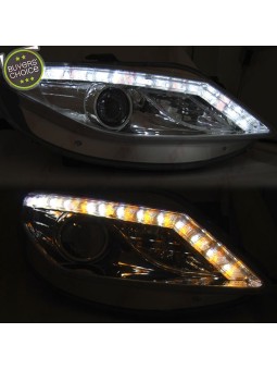 Faróis Look DRL C/Pisca LED Chrome - Seat Ibiza 6J (2008-2012)