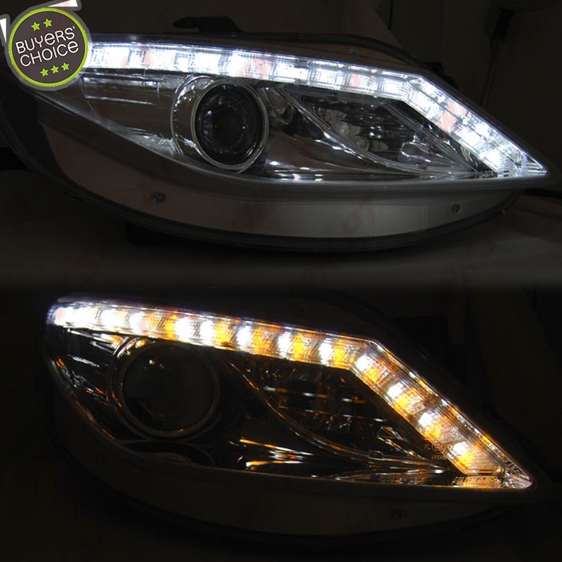 Faróis Look DRL C/Pisca LED Chrome - Seat Ibiza 6J (2008-2012)
