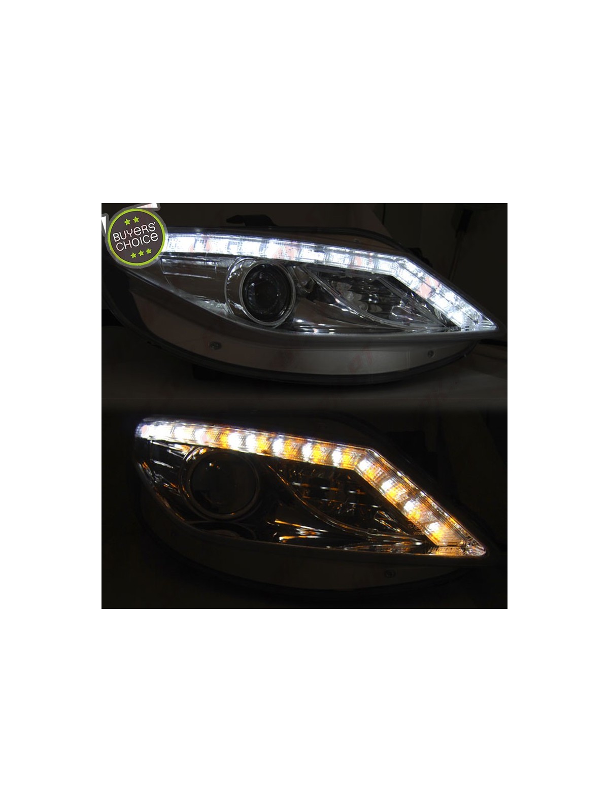 Faróis Look DRL C/Pisca LED Chrome - Seat Ibiza 6J (2008-2012)