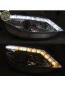 Faróis Look DRL C/Pisca LED Chrome - Seat Ibiza 6J (2008-2012)