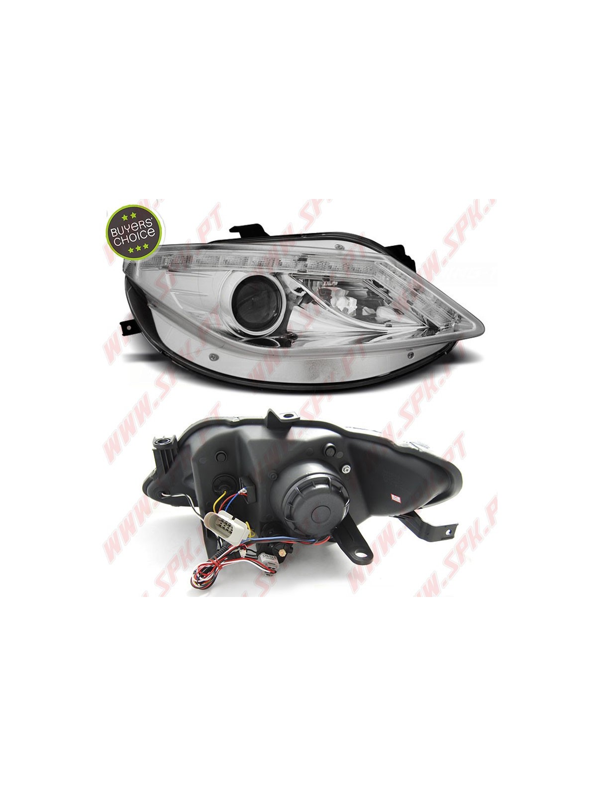 Faróis Look DRL C/Pisca LED Chrome - Seat Ibiza 6J (2008-2012)