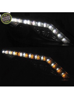Faróis Look DRL C/Pisca LED Black - Seat Ibiza 6J (2008-2012)