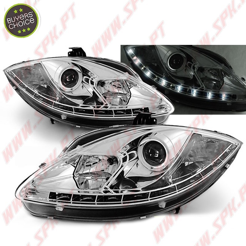 Faróis Look Daylight LED Chrome - Seat Leon 1P (2005-2009)