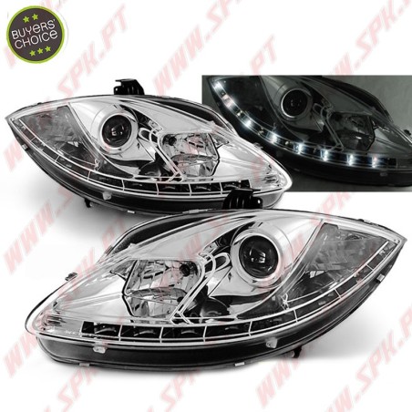 Faróis Look Daylight LED Chrome - Seat Leon 1P (2005-2009)