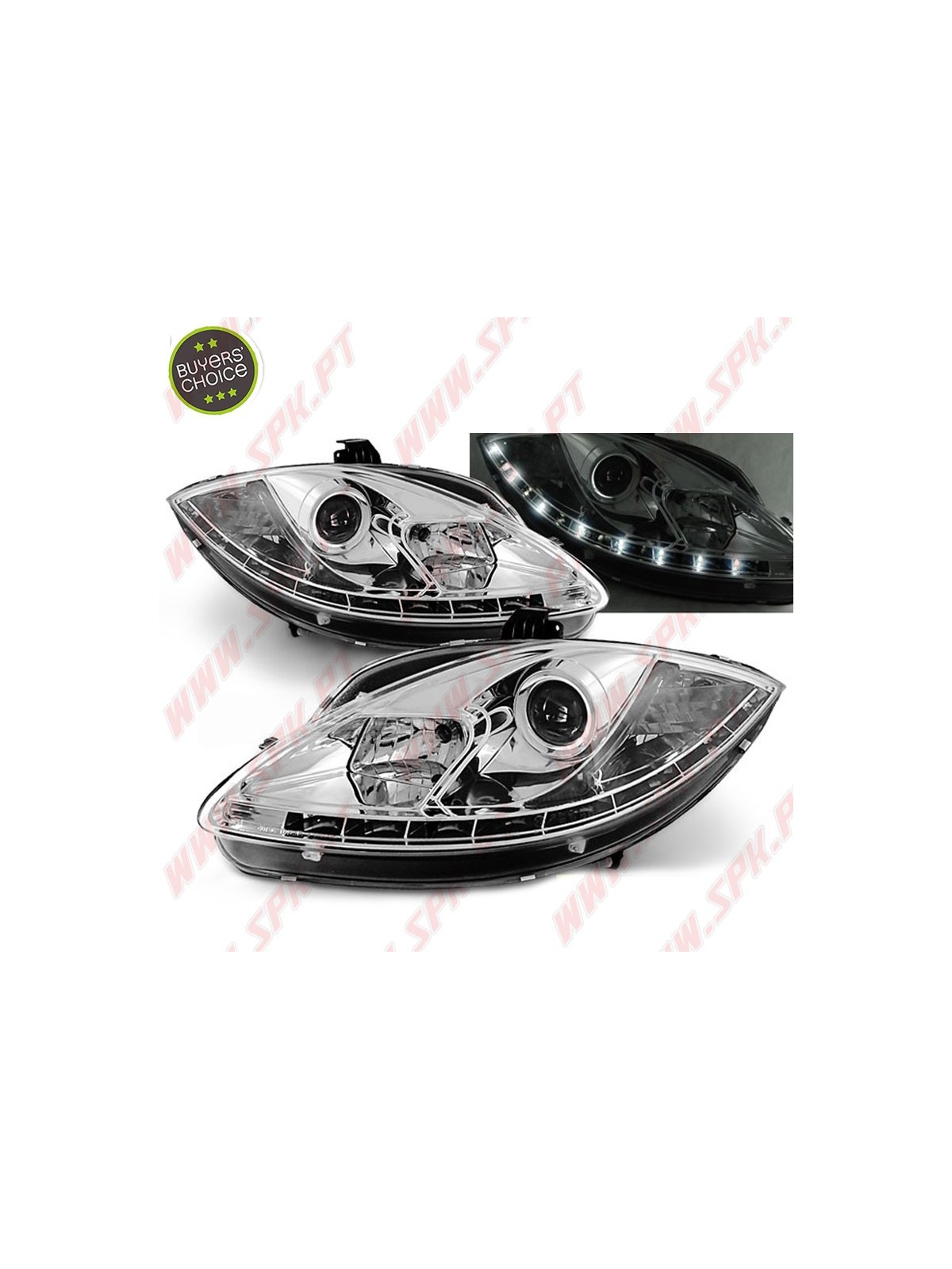 Faróis Look Daylight LED Chrome - Seat Leon 1P (2005-2009)