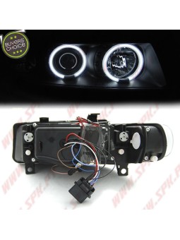 Faróis Angel Eyes CCFL Black - Seat Leon 1M (1999-2004)
