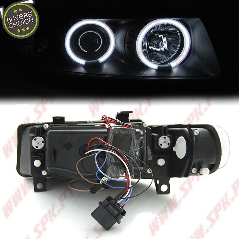 Faróis Angel Eyes CCFL Black - Seat Leon 1M (1999-2004) Faróis Angel Eyes CCFL Black - Seat Leon 1M (1999-2004)