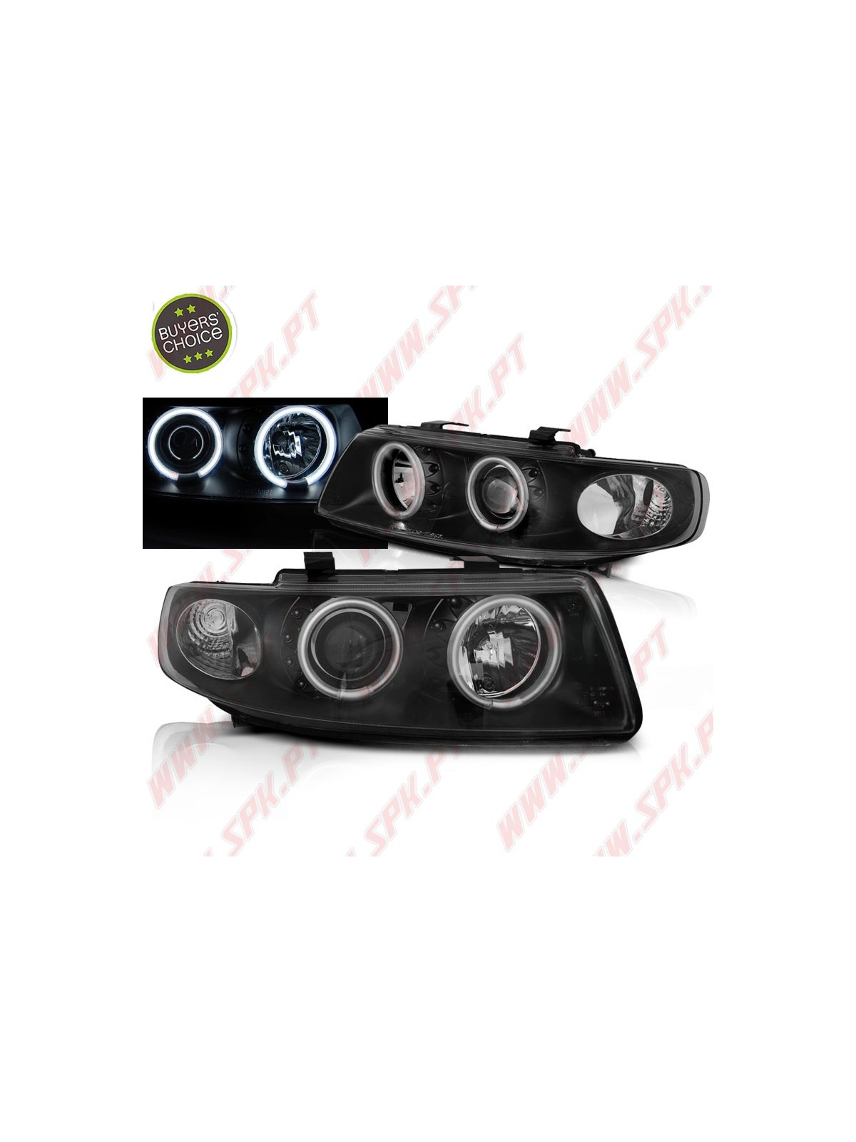 Faróis Angel Eyes CCFL Black - Seat Leon 1M (1999-2004) Faróis Angel Eyes CCFL Black - Seat Leon 1M (1999-2004)