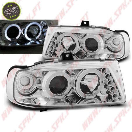 Faróis Angel Eyes Chrome - Seat Ibiza 6K / Cordoba / VW Polo Variant /  (1993-1999)