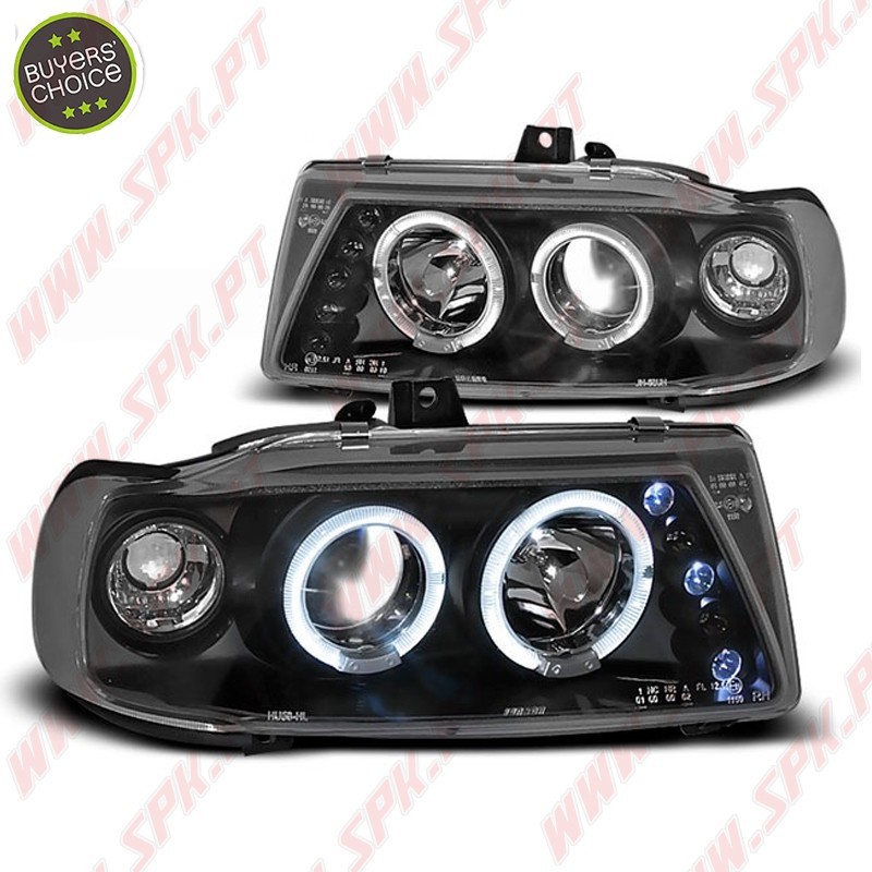 Faróis Angel Eyes Black - Seat Ibiza 6K / Cordoba / VW Polo Variant /  (1993-1999) Faróis Angel Eyes Black - Seat Ibiza 6K / Cordoba / VW Polo Variant /  (1993-1999)