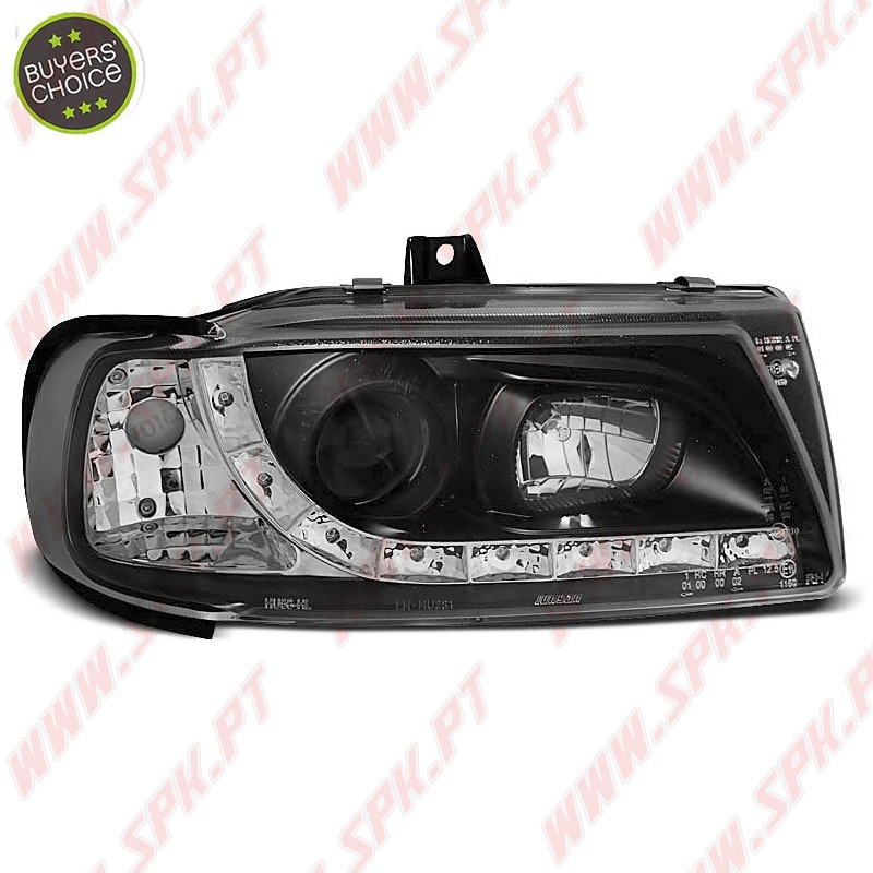 Faróis Look DRL LED Black - Seat Ibiza 6K / Cordoba / VW Polo Variant /  (1993-1999) Faróis Look DRL LED Black - Seat Ibiza 6K / Cordoba / VW Polo Variant /  (1993-1999)