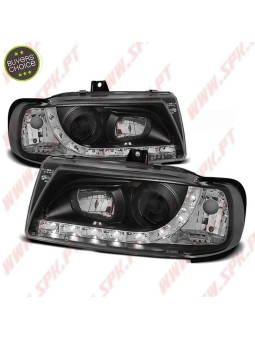 Faróis Look DRL LED Black - Seat Ibiza 6K / Cordoba / VW Polo Variant /  (1993-1999)