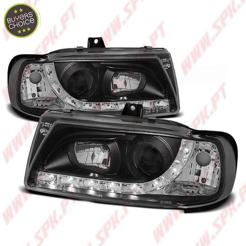 Faróis Look DRL LED Black - Seat Ibiza 6K / Cordoba / VW Polo Variant /  (1993-1999) Faróis Look DRL LED Black - Seat Ibiza 6K / Cordoba / VW Polo Variant /  (1993-1999)