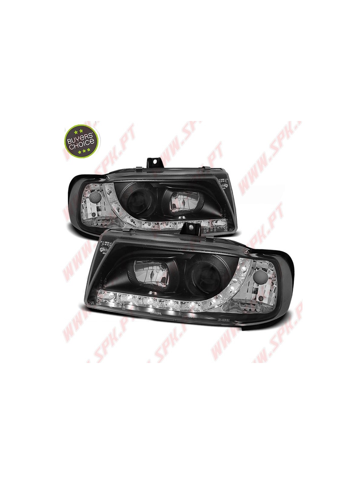 Faróis Look DRL LED Black - Seat Ibiza 6K / Cordoba / VW Polo Variant /  (1993-1999) Faróis Look DRL LED Black - Seat Ibiza 6K / Cordoba / VW Polo Variant /  (1993-1999)