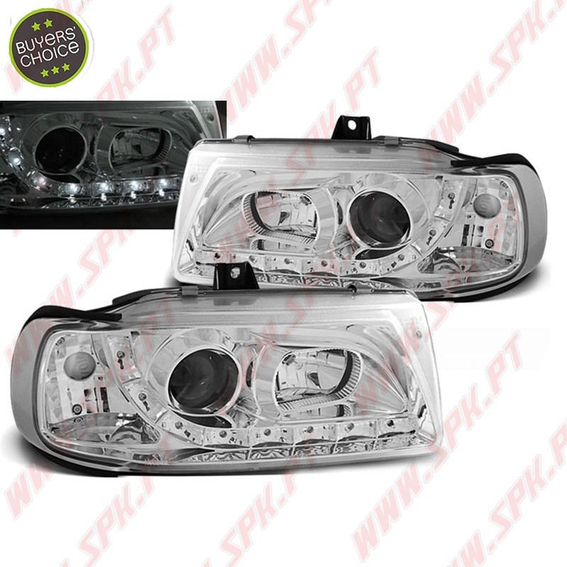 Faróis Look DRL LED Chrome - Seat Ibiza 6K / Cordoba / VW Polo Variant /  (1993-1999)