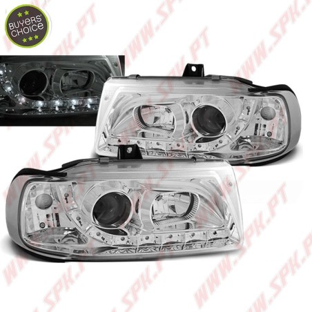 Faróis Look DRL LED Chrome - Seat Ibiza 6K / Cordoba / VW Polo Variant /  (1993-1999)