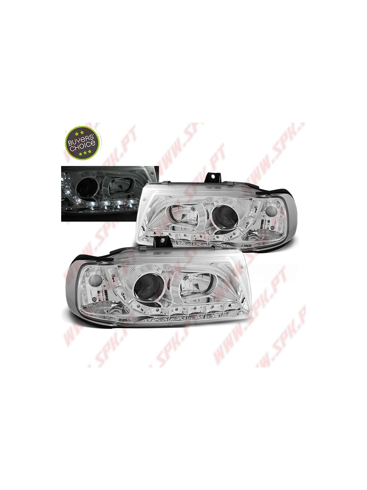 Faróis Look DRL LED Chrome - Seat Ibiza 6K / Cordoba / VW Polo Variant /  (1993-1999)