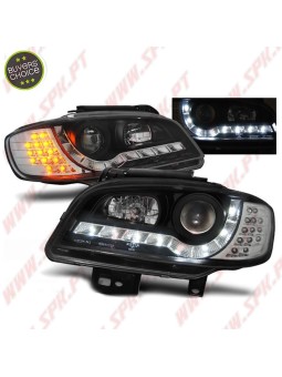 Faróis Look DRL C/Pisca LED Black - Seat Ibiza 6K2 / Cordoba (1999-2002)