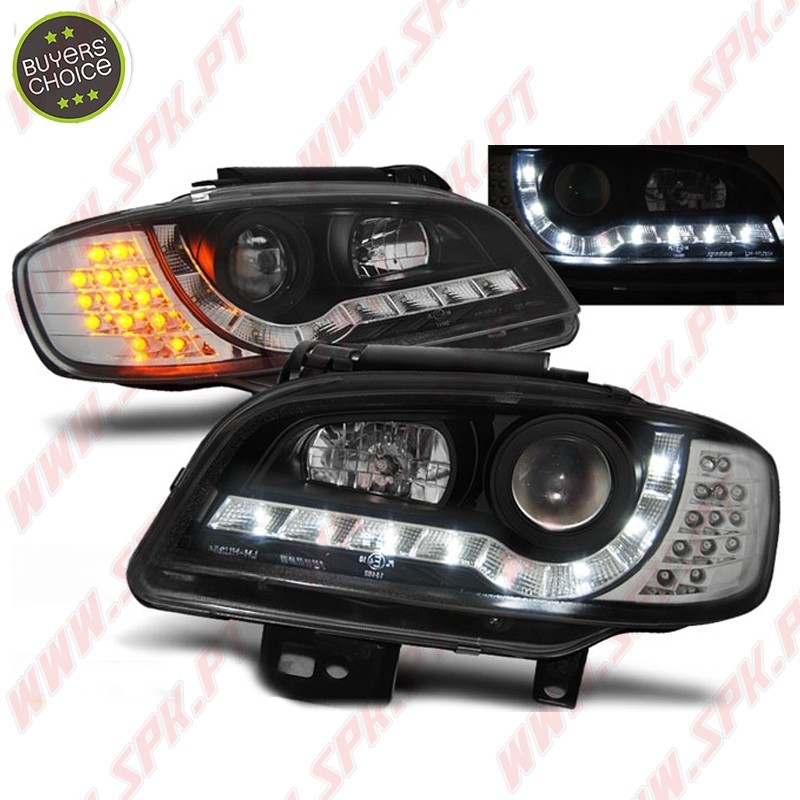 Faróis Look DRL C/Pisca LED Black - Seat Ibiza 6K2 / Cordoba (1999-2002)