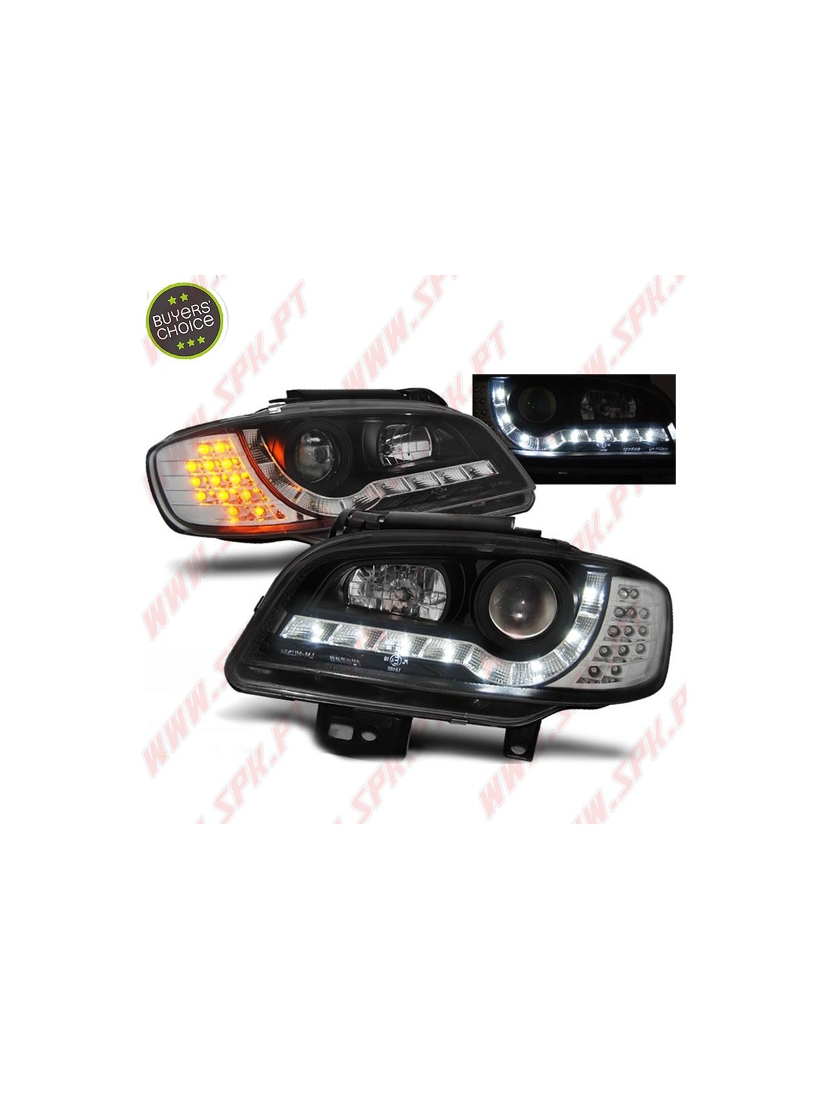Faróis Look DRL C/Pisca LED Black - Seat Ibiza 6K2 / Cordoba (1999-2002)