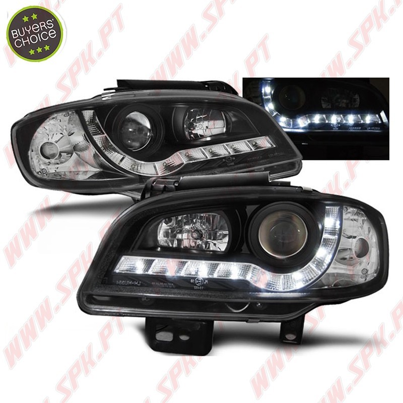 Faróis Look DRL LED Black - Seat Ibiza 6K2 / Cordoba (1999-2002)