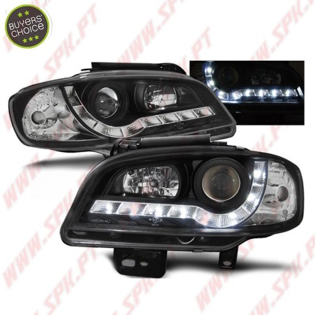 Faróis Look DRL LED Black - Seat Ibiza 6K2 / Cordoba (1999-2002)