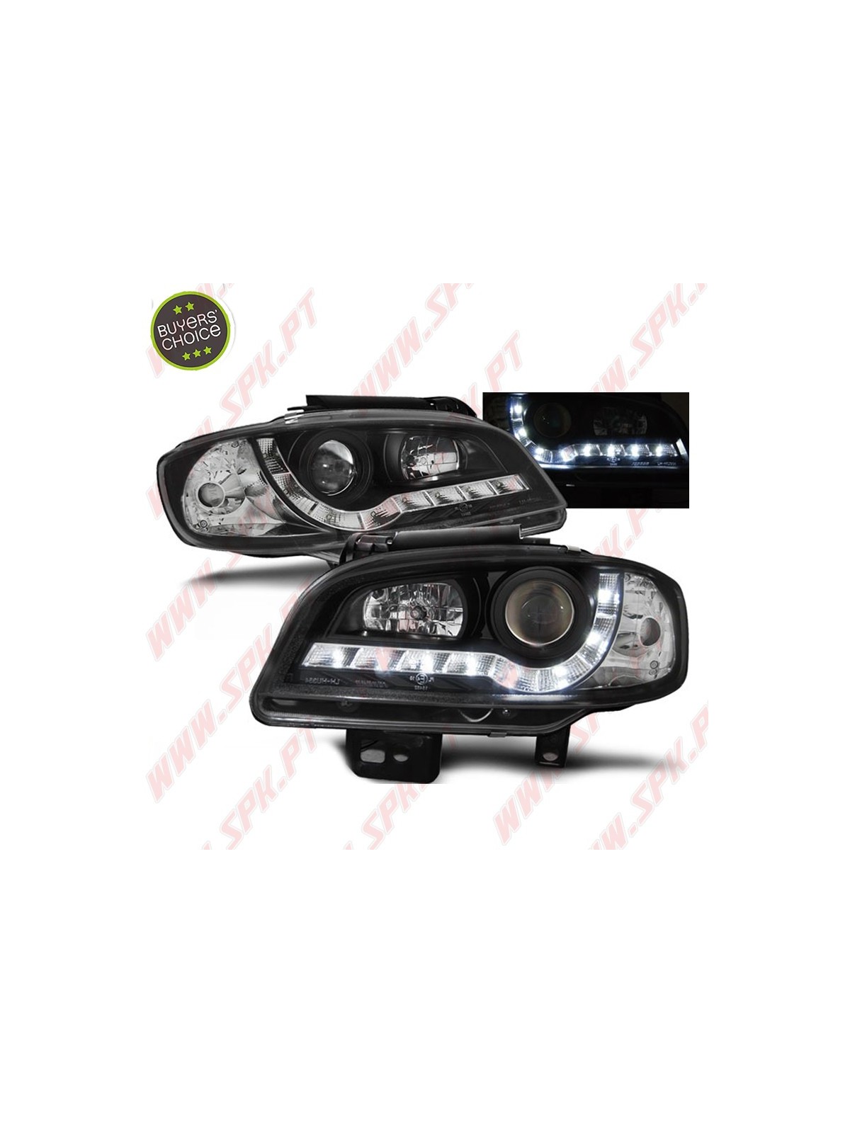 Faróis Look DRL LED Black - Seat Ibiza 6K2 / Cordoba (1999-2002)