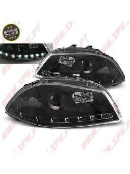 Faróis Look DRL LED Black - Seat Ibiza 6L / Cordoba (2002-2008)