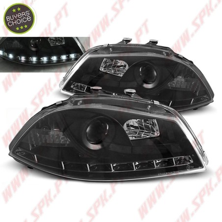 Faróis Look DRL LED Black - Seat Ibiza 6L / Cordoba (2002-2008)