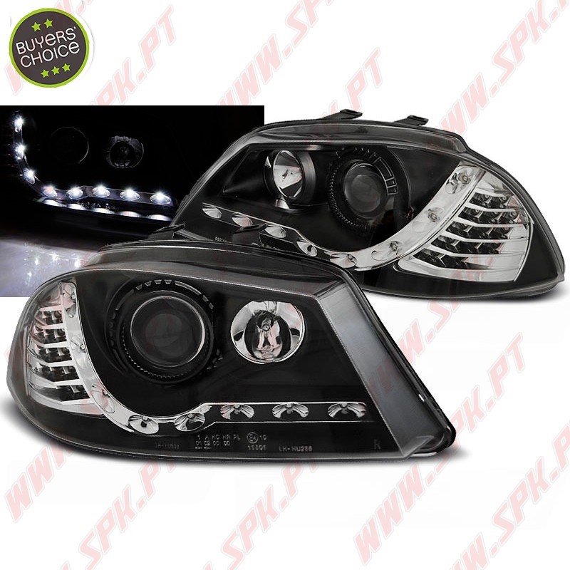Faróis Look DRL C/Pisca LED Black - Seat Ibiza 6L / Cordoba (2002-2008) Faróis Look DRL C/Pisca LED Black - Seat Ibiza 6L / Cordoba (2002-2008)