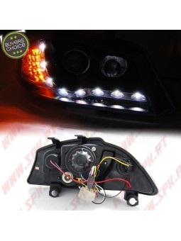 Faróis Look DRL C/Pisca LED Black - Seat Ibiza 6L / Cordoba (2002-2008)