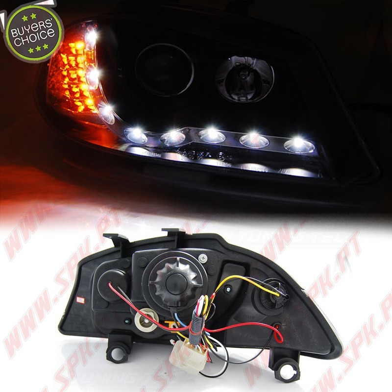 Faróis Look DRL C/Pisca LED Black - Seat Ibiza 6L / Cordoba (2002-2008) Faróis Look DRL C/Pisca LED Black - Seat Ibiza 6L / Cordoba (2002-2008)