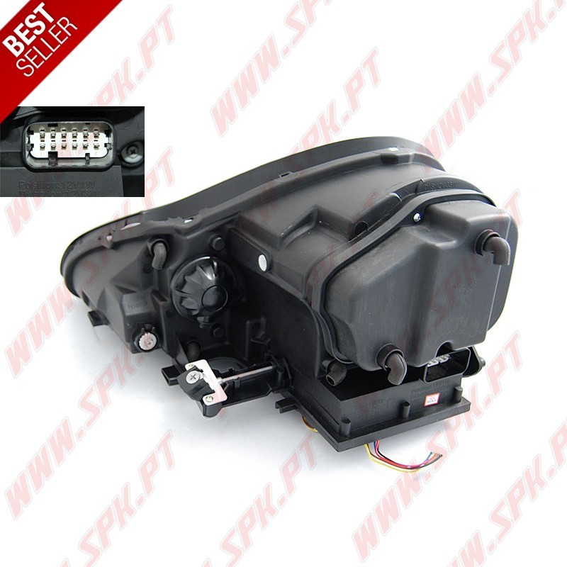 Faróis Xenon DRL C/Pisca LED Black - Porsche Cayenne (2002-2006)