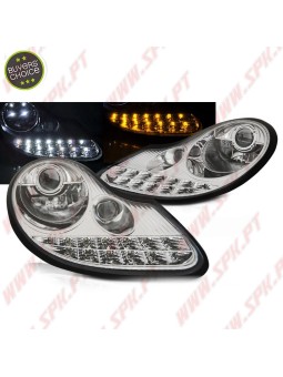 Faróis DRL C/Pisca LED Chrome - Porsche Boxster 986 / 911 996 (1996-2004)