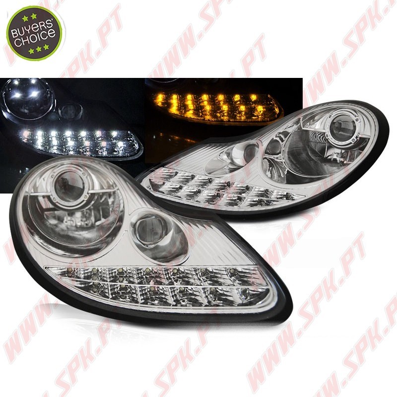 Faróis DRL C/Pisca LED Chrome - Porsche Boxster 986 / 911 996 (1996-2004)