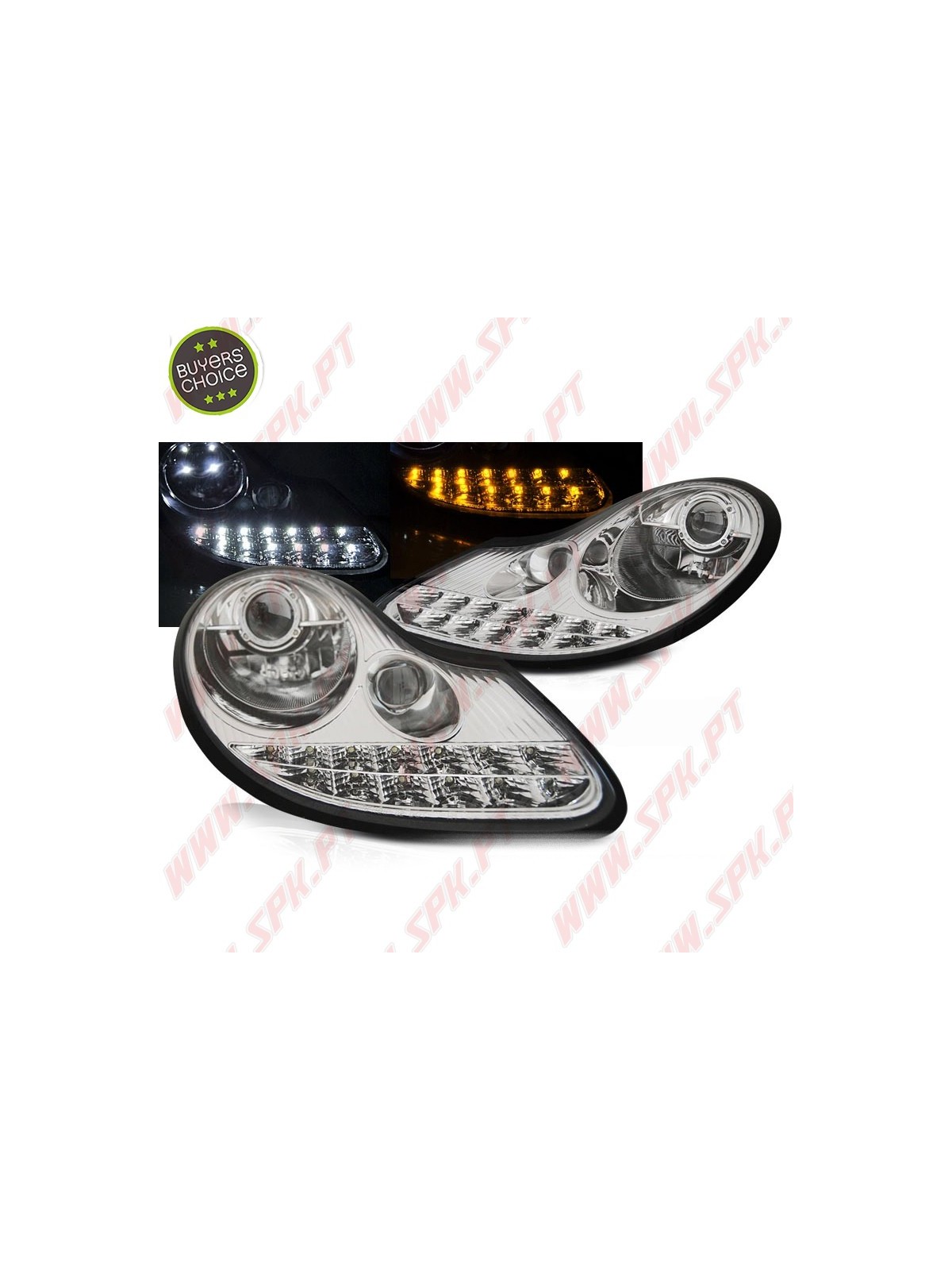 Faróis DRL C/Pisca LED Chrome - Porsche Boxster 986 / 911 996 (1996-2004)