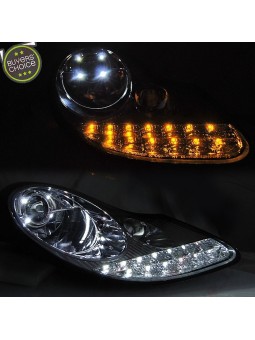 Faróis DRL C/Pisca LED Chrome - Porsche Boxster 986 / 911 996 (1996-2004)