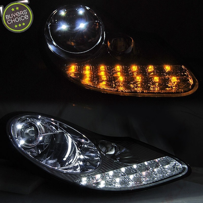 Faróis DRL C/Pisca LED Chrome - Porsche Boxster 986 / 911 996 (1996-2004)