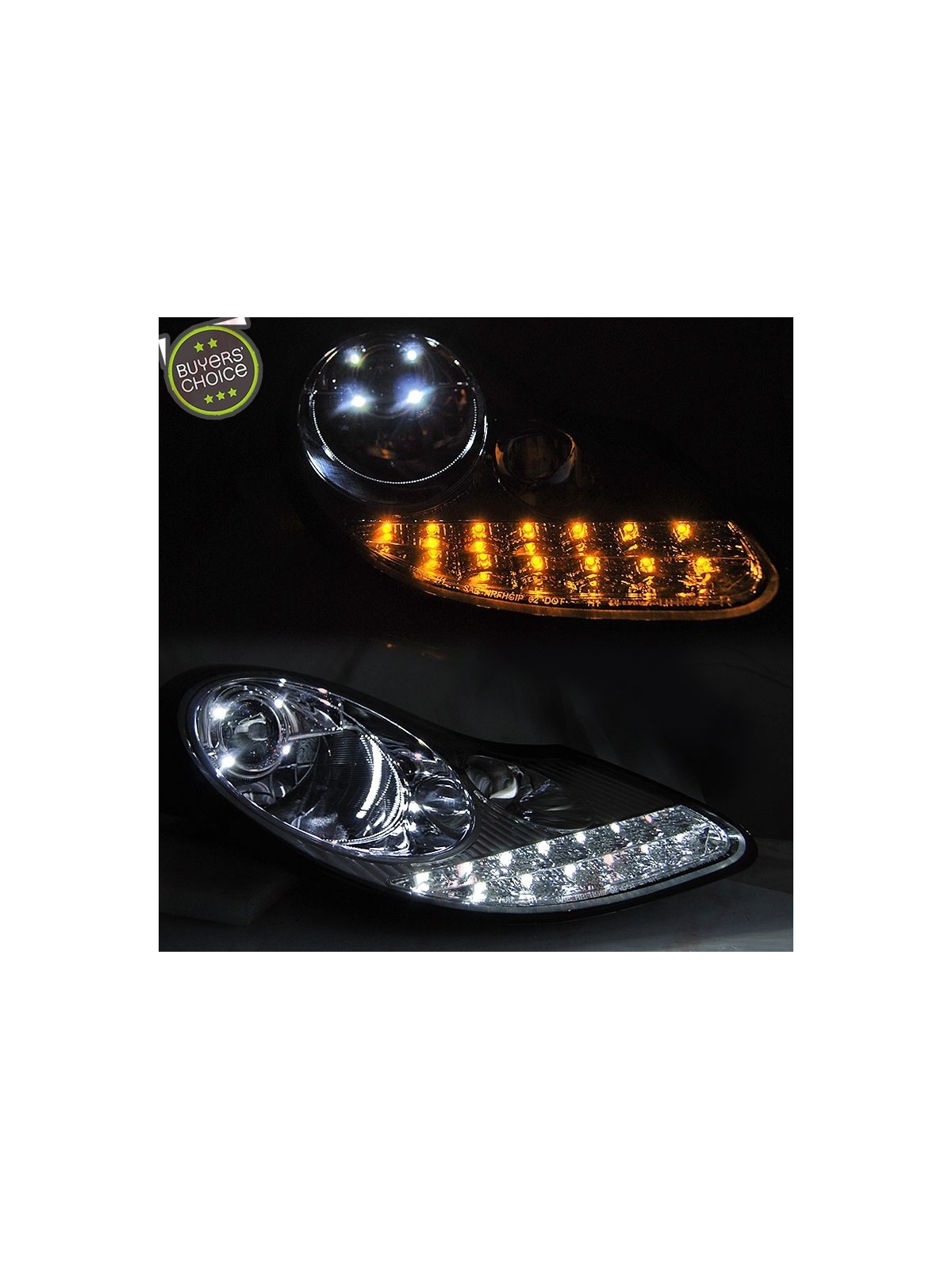 Faróis DRL C/Pisca LED Chrome - Porsche Boxster 986 / 911 996 (1996-2004)