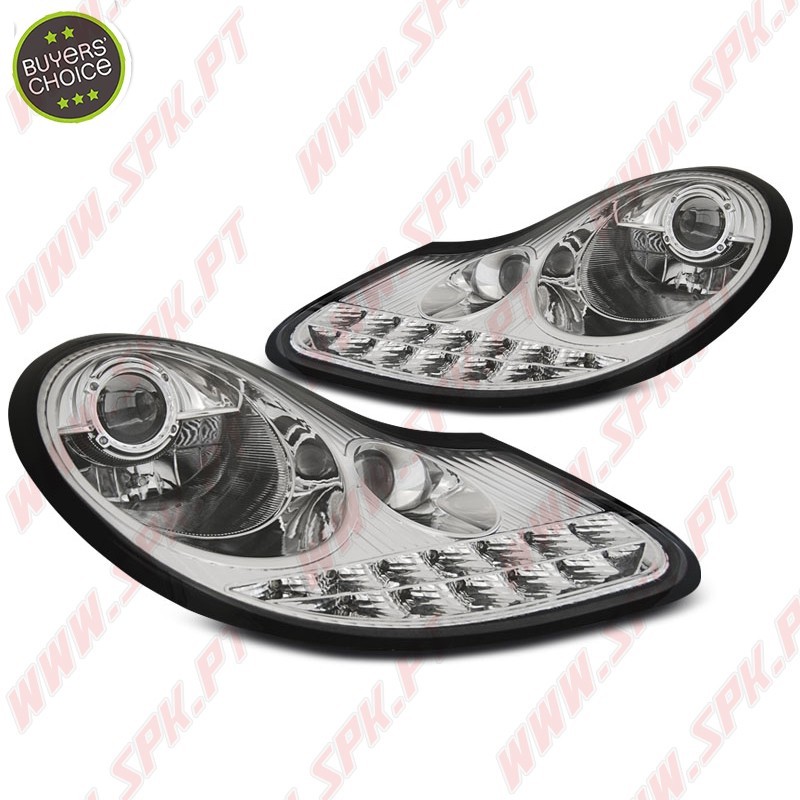 Faróis DRL C/Pisca LED Chrome - Porsche Boxster 986 / 911 996 (1996-2004)