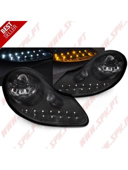 Faróis DRL C/Pisca LED Black Gloss - Porsche Boxster 986 / 911 996 (1996-2004)