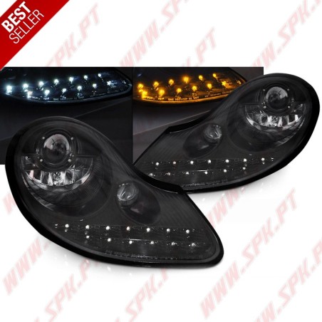 Faróis DRL C/Pisca LED Black Gloss - Porsche Boxster 986 / 911 996 (1996-2004)