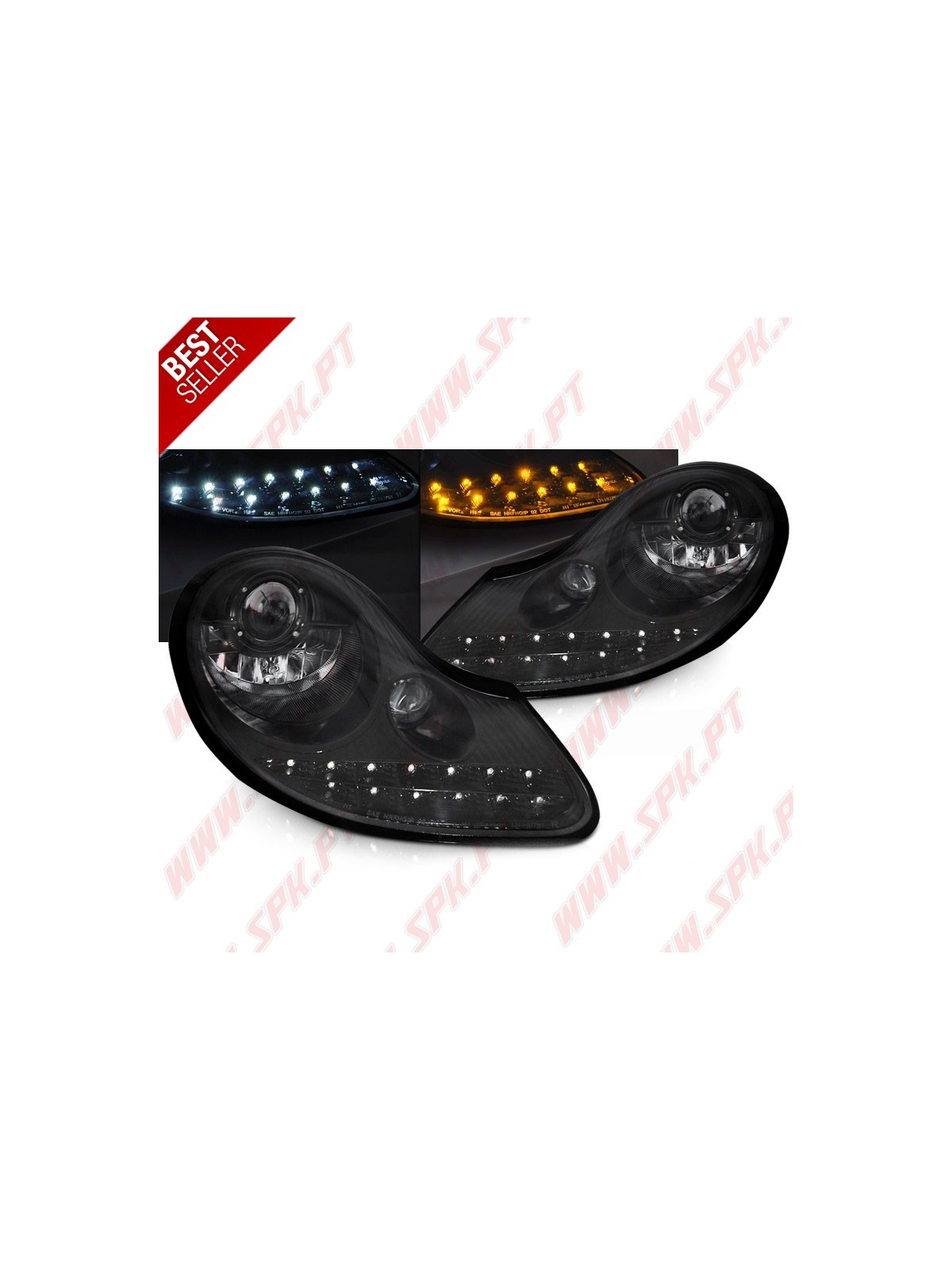 Faróis DRL C/Pisca LED Black Gloss - Porsche Boxster 986 / 911 996 (1996-2004)